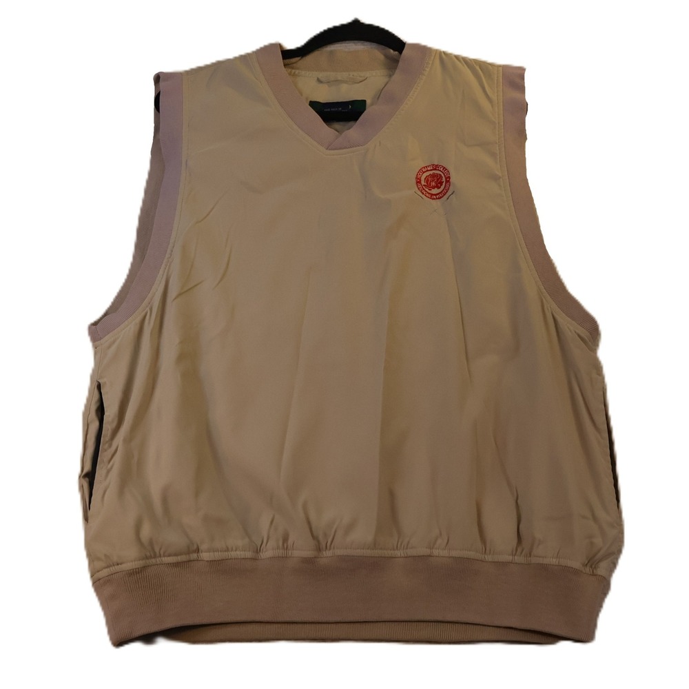Glen Echo Mens S Golf Windbreaker Vest Tan Holy Names Red Rose Invitational